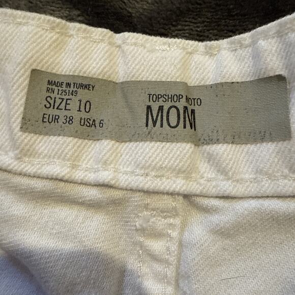 TopShop Moto-Mom Denim Shorts-Raw Hem-White-Size US 6/UK 10 - Picture 8 of 12